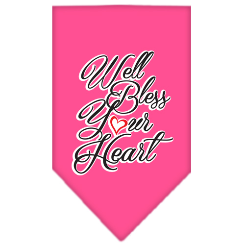 Well Bless Your Heart Screen Print Bandana Bright Pink Small